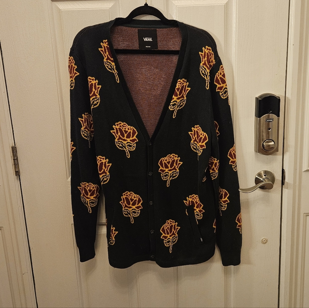 Vans Black Sweater with Orange Floral Design - Picture 3 of 10